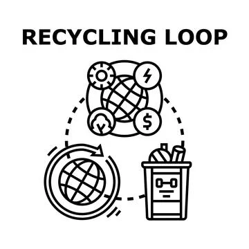 Recycling loop concept in green circular economy Stock Illustration
