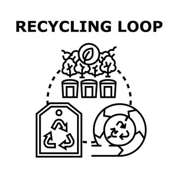 Recycling loop concept with waste sorting process Illustrazione stock