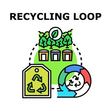 Recycling loop concept with waste sorting process Stock Illustration