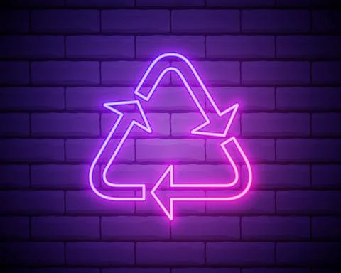 Recycling mark outline icon. Elements of Cargo logistic in neon style icons.  Stock Illustration