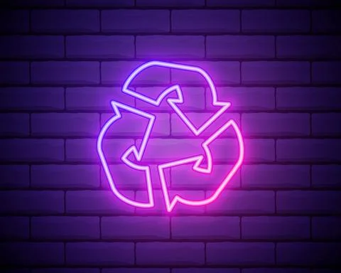 Recycling mark outline icon. Elements of Cargo logistic in neon style icons.  Illustrazione stock
