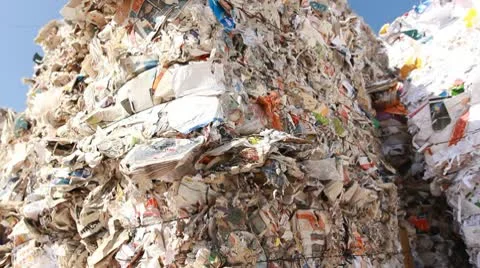 Recycling Paper center environment Ecologic waste garbage forklift Carton 動画素材 10731500