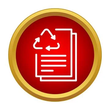 Recycling paper documents icon with red circle Ilustração Stock