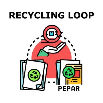 Recycling paper processing loop concept illustration Stock Illustration