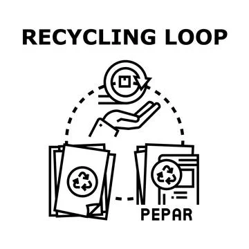 Recycling paper processing loop concept illustration Stock Illustration