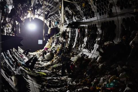 At recycling plant inside drum filter or rotating cylindrical sieve with trom Stock Photos