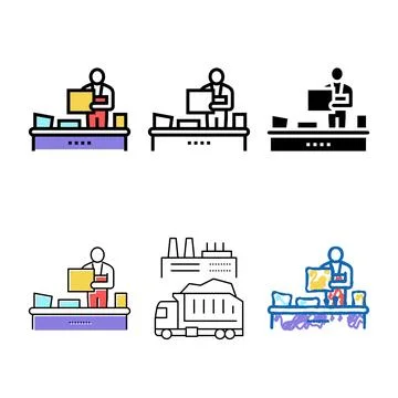 Recycling plant worker sorting edition garbage color icon vector Stock Illustration