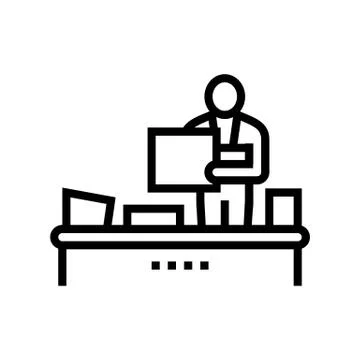 Recycling plant worker sorting garbage line icon vector illustration Stock Illustration