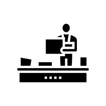 Recycling plant worker sorting garbage glyph icon vector illustration Stock Illustration