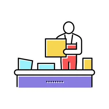 Recycling plant worker sorting garbage color icon vector illustration Stock Illustration