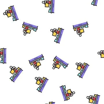 Recycling plant worker sorting garbage vector seamless pattern Stock Illustration