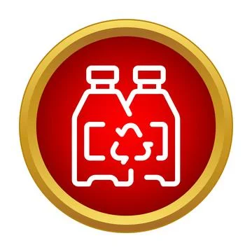 Recycling plastic bottles icon for environmental conservation button Illustrazione stock