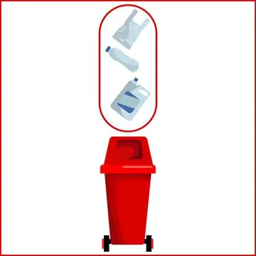Recycling of plastic waste with old items made of polyethylene Stock Illustration