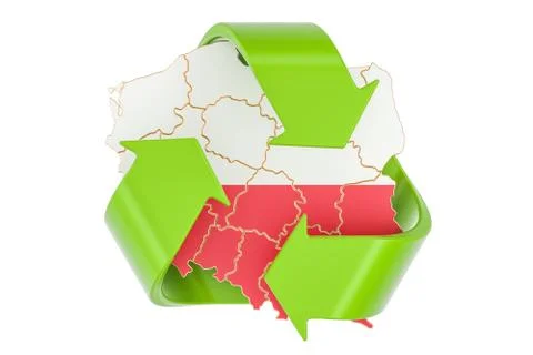 Recycling in Poland concept, 3D rendering Stock Illustration