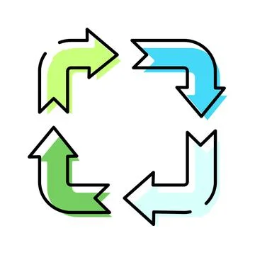 Recycling process arrows forming a circular loop Stock Illustration