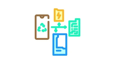 Recycling process e waste pollution color icon animation Stock Footage 327256527