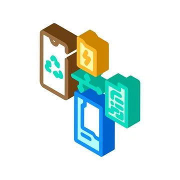 Recycling process e waste pollution isometric icon vector illustration Stock Illustration