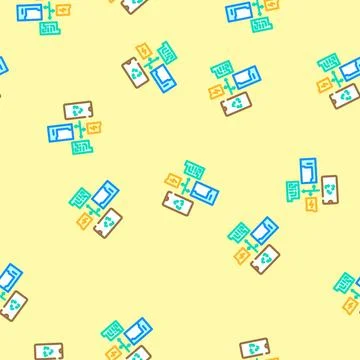 Recycling process e waste pollution vector seamless pattern Stock Illustration