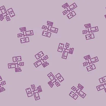 Recycling process e waste pollution line vector seamless pattern Illustrazione stock