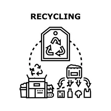 Recycling process of mixed waste materials Stock Illustration