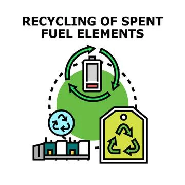 Recycling process of spent fuel elements concept 스톡 일러스트