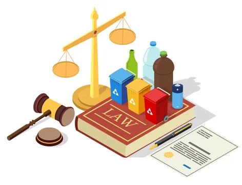 Recycling regulation laws vector flat isometric illustration Stockillustratie