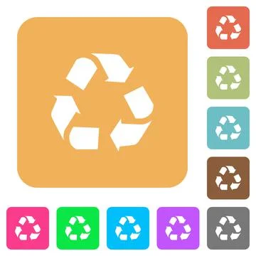 Recycling rounded square flat icons Stock Illustration