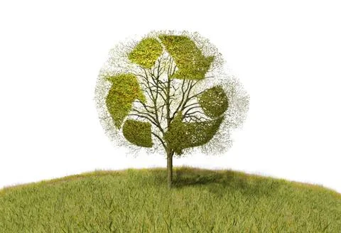 Recycling sign on a tree Stock-Illustration
