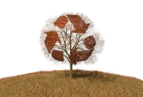 Recycling sign on a tree Stock Illustration
