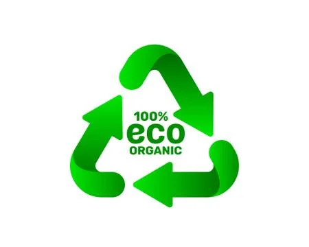 Recycling sign, triangular looped arrows, green icon white background. Vector Stock Illustration