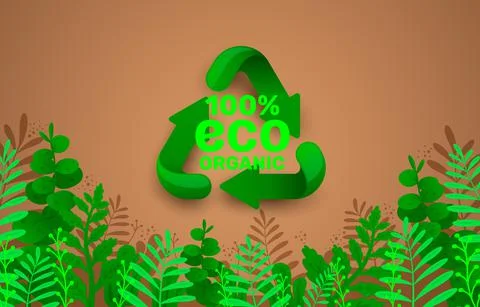 Recycling sign, triangular looped arrows, green icon white background. Vector Stock Illustration