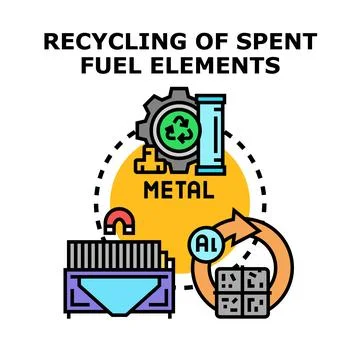 Recycling spent fuel elements and metal waste processing イラスト素材