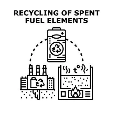 Recycling spent fuel elements from energy sources Illustrazione stock