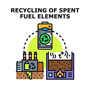Recycling spent fuel elements from energy sources Illustrazione stock