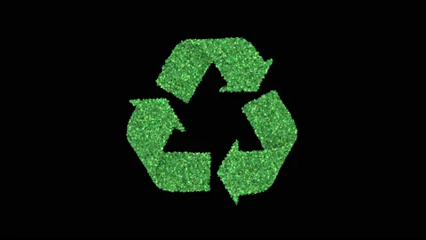 Recycling symbol appearing. 3d rendering animation with alpha channel Stock Footage 131425918