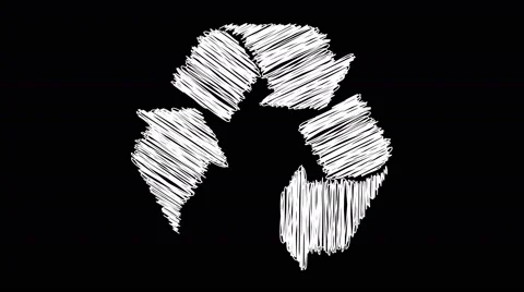 Recycling symbol drawn on scribble effect rotating white Stock Footage 64043985