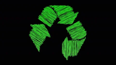 Recycling symbol  drawn on scribble effect green Stock Footage 64044248