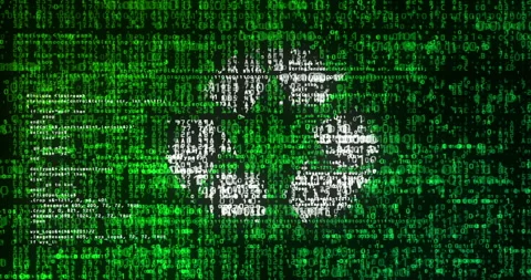 Recycling symbol flag digital code Stock Footage 331306116