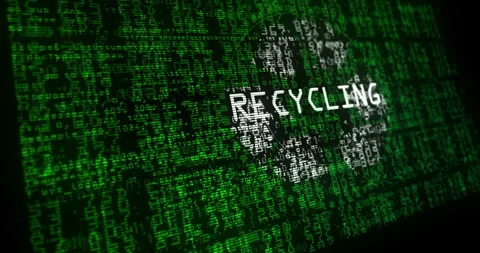 Recycling symbol flag waving with security code Stock Footage 331306161