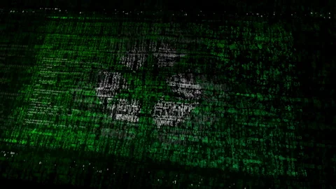 Recycling symbol flag waving with security code Stock Footage 331306193