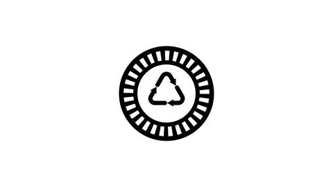 Recycling symbol inside a circular icon animation isolated on white background Stock Footage 339879416