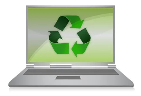Recycling symbol on a laptop computer screen. Stock Illustration