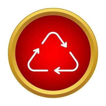 Recycling symbol on red circle button icon Stock Illustration