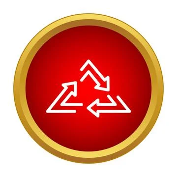 Recycling symbol on a red circular button Stock Illustration