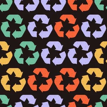 Recycling Symbol Seamless Dithering Pattern. Vector seamless pattern illust.. Stock Illustration