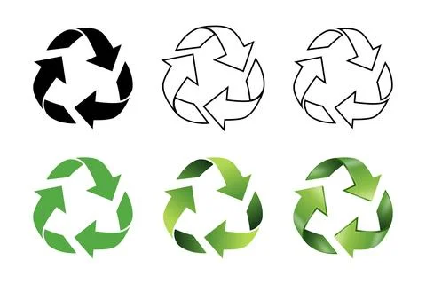 Recycling Symbol Set, Vector Illustration. Eco Recycle Arrows Icons in Black Stock Illustration