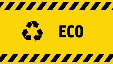 Recycling symbol on yellow background screen Stock Footage 244608136