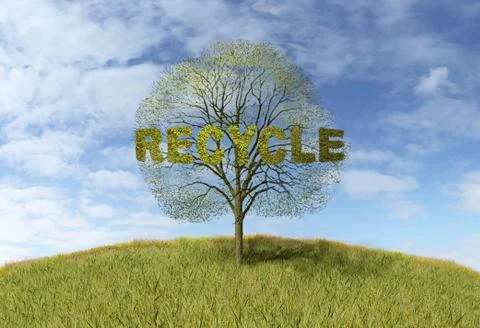 Recycling text on a tree Stock-Illustration