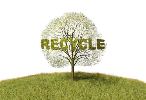 Recycling text on a tree Stock-Illustration