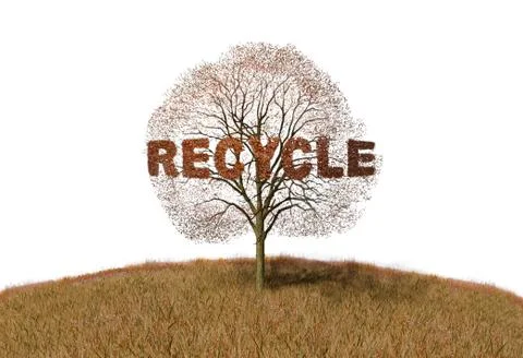 Recycling text on a tree Stock-Illustration